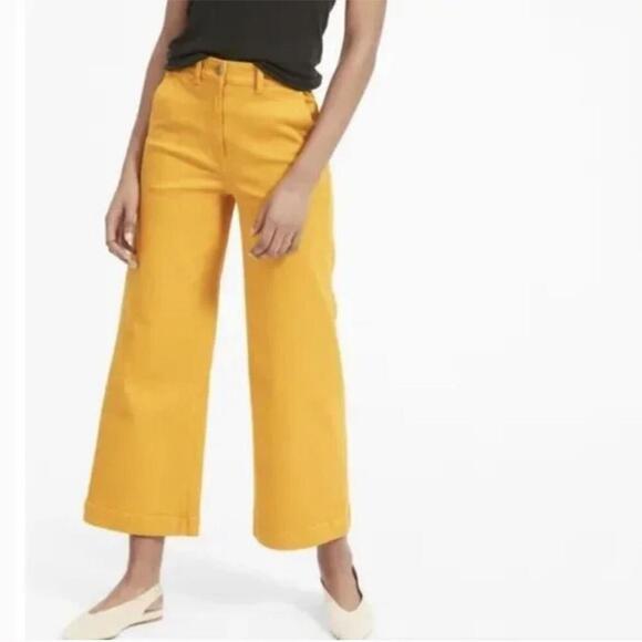 Everlane Wide Leg Crop Jeans Golden Yellow High Rise Size 00 - Picture 1 of 7